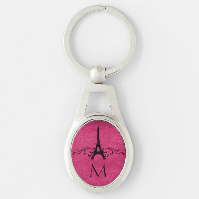 Pink Vintage French Flourish Key Ring (Front)