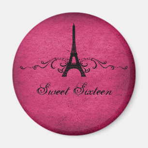 Pink Vintage French Flourish Sweet 16 Magnet