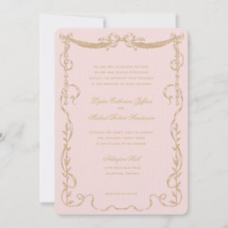 Pink Vintage French Swag Monogram Invitation