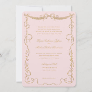 Pink Vintage French Swag Monogram Invitation
