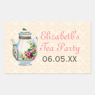 Pink Vintage French Tea Party Favour Stickers