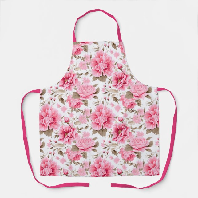 Pink Vintage Inspired Floral  Apron (Front)
