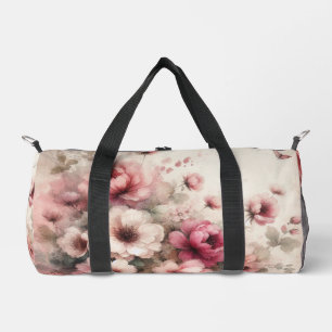 Pink Vintage Inspired Floral Duffle Bag