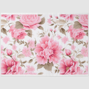 Pink Vintage Inspired Floral Tissue Paper