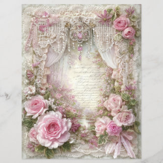 Pink Vintage Junk Journal Scrapbook Paper