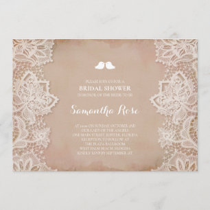 Pink Vintage Lace Bridal Shower Invitation