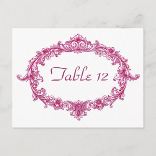 Pink Vintage Oval Wedding Reception Table Number Postcard