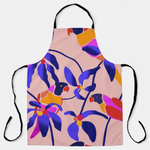 Pink Vintage Parrots: Exotic Seamless Illustration Apron