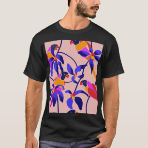 Pink Vintage Parrots: Exotic Seamless Illustration T-Shirt