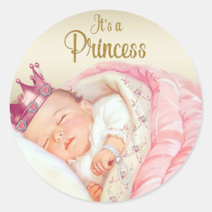 Pink Vintage Princess Baby Shower Classic Round Sticker