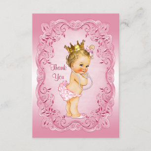 Pink Vintage Princess Thank You Baby Shower Card