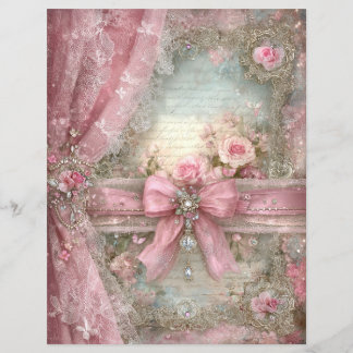 Pink Vintage Ribbon Junk Journal Scrapbook Paper