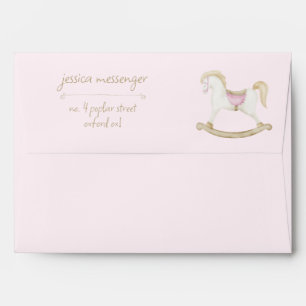 Pink Vintage Rocking Horse Cowgirl Baby Shower Envelope