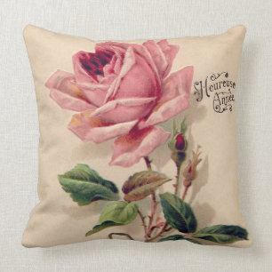 Pink Vintage Rose Cushion