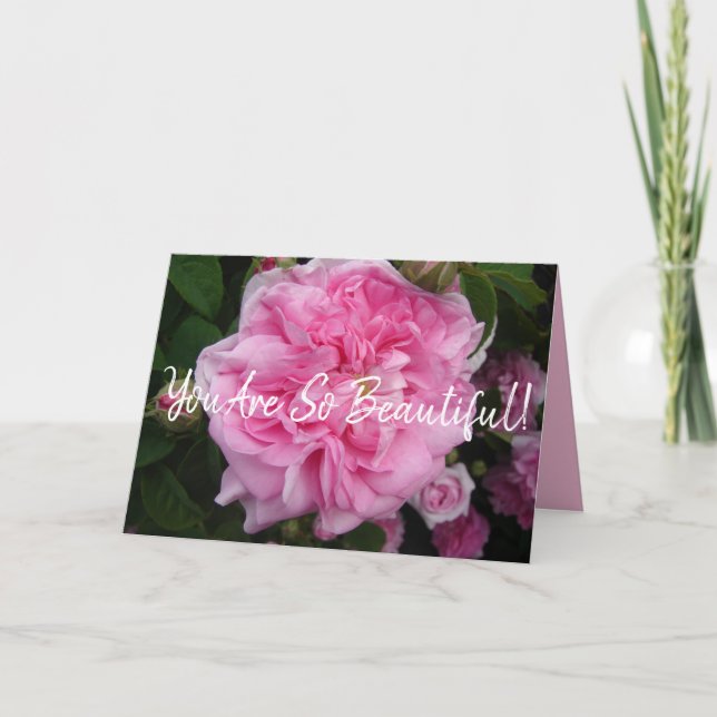 Pink Vintage Rose floral Flowers Birthday Card (Front)
