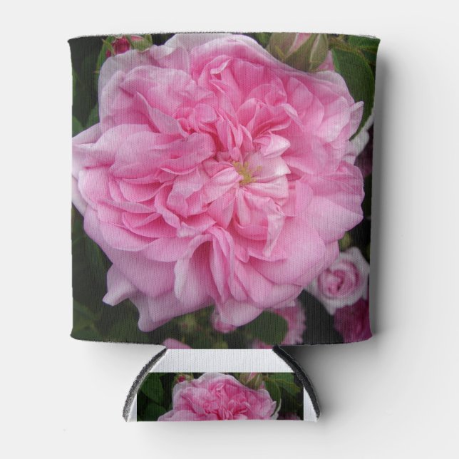 Pink Vintage Rose floral Flowers Can Cooler (Front)