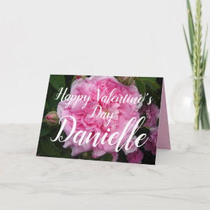 Pink Vintage Rose floral Flowers Valentines Day Card