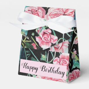 Pink Vintage Rose Floral Tea Party Cake Favour Box