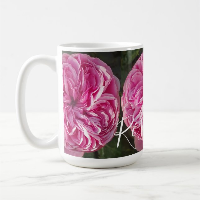 Pink Vintage Rose Flower floral Photo Mug (Left)