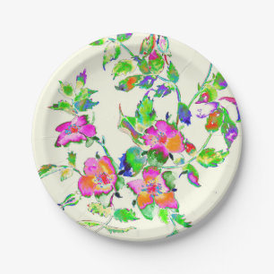 Pink Vintage Rose Paper Plate