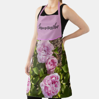 Pink Vintage Rose Roses Cabbage Vintage Apron