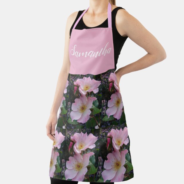 Pink Vintage Rose Roses Cabbage Vintage Apron (Insitu)