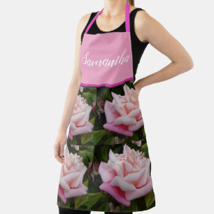 Pink Vintage Rose Roses Cabbage Vintage Apron