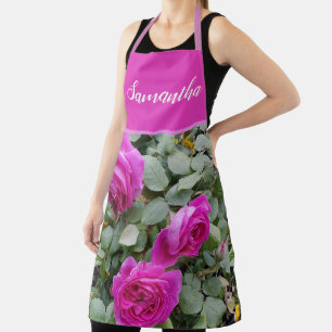 Pink Vintage Rose Roses Cabbage Vintage Apron