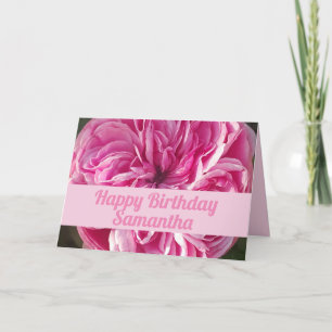 Pink Vintage Rose Roses Flowers Birthday Card