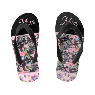 Pink Vintage Rose Roses Watercolor Mum Mothers Kid's Flip Flops