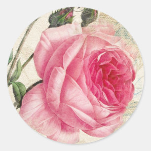 Pink Vintage Rose Stickers