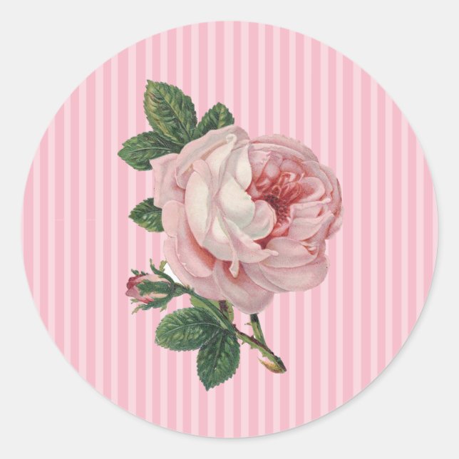 Pink Vintage Rose Stickers (Front)
