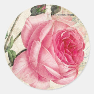 Pink Vintage Rose Stickers