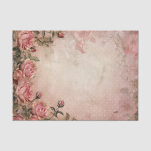 Pink Vintage Roses Decoupage Pattern  Tissue Paper