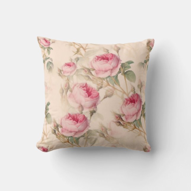 Pink vintage roses floral pattern    cushion (Front)