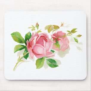 Pink vintage roses mouse mat