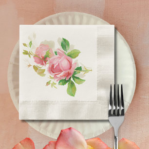 Pink vintage roses napkin