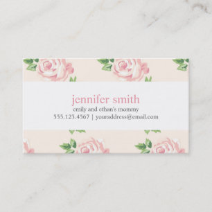Pink Vintage Roses Pattern Calling Card