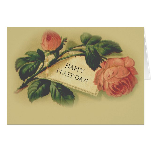 Pink Vintage Roses Saints Feast Day Celebration (Front Horizontal)