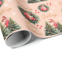 Pink Vintage Santa Claus Gift 