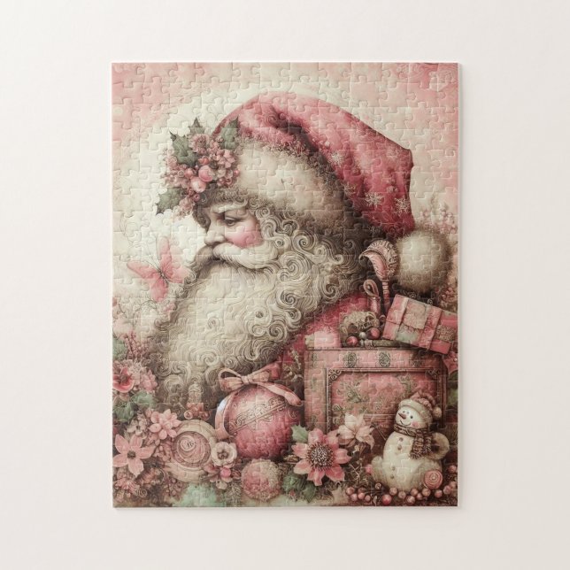 Pink Vintage Santa Puzzle (Vertical)