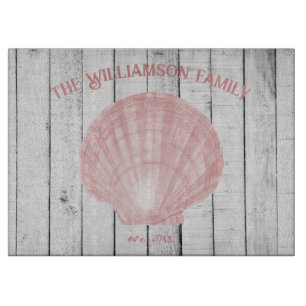 Pink Vintage Scallop Shell Cutting Board
