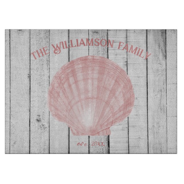 Pink Vintage Scallop Shell Cutting Board (Front)