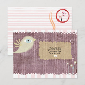 Pink Vintage scalloped Travel Postcard
