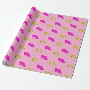 Pink Vintage Shoes Fashionable Wrapping Paper