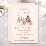 Pink Vintage Snowman Girl Christmas 1st Birthday  Invitation<br><div class="desc">Cute Christmas Birthday Party Invitation with an adorable snowman and Christmas tree in blush pink with vintage vibes. Easily personalise all the text. You can use it not just for 1st Birthday. Please visit the store for the full line of products that are available :) - Kate Eden Art</div>