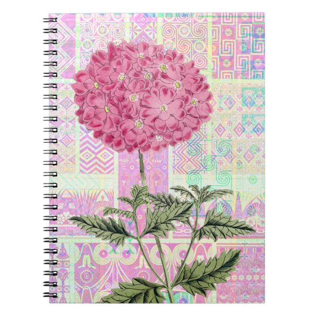 Pink Vintage Style Hydrangea Puff Journal (Front)