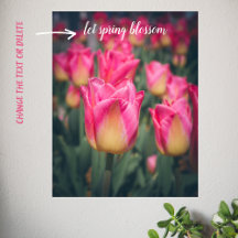 Pink vintage style spring tulips 