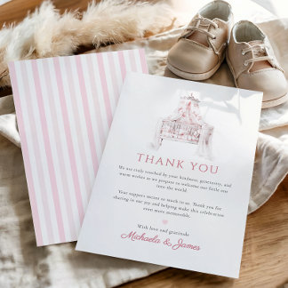 Pink Vintage Toile du Juoy Girl Baby Shower Thank You Card
