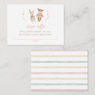 Pink Vintage Toys Rustic Baby Shower Diaper Raffle Enclosure Card
